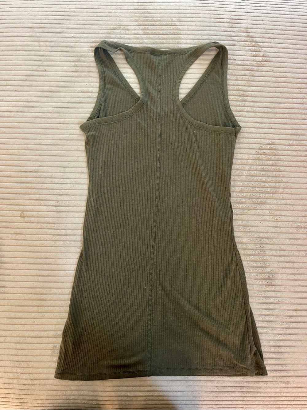 Massimo Ribbed Army Green Olive V Neck Tank